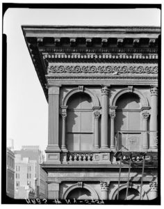 The cornice of the Haughwout Building, 1967 (image: Landmarks Preservation Commission)