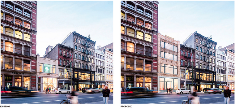 8 Broadway renovation proposal; images from BKSK Architects' 2016 presentation to the LPC.