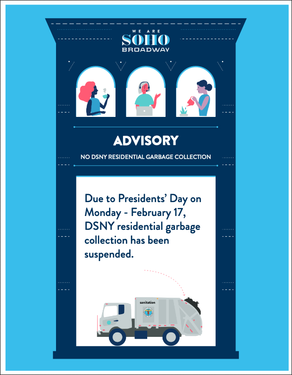 No DSNY Residential Garbage collection on February 17th-President's Day