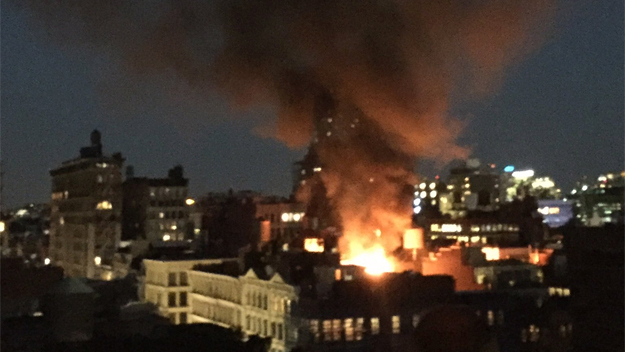 A fire in SoHo in 2016. Photo courtesy of CBSN New York News.