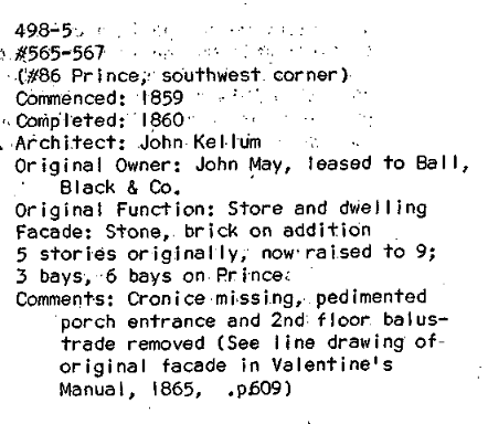 565 Broadway description from the SoHo Cast Iron Historic District Designation Report, 1973.