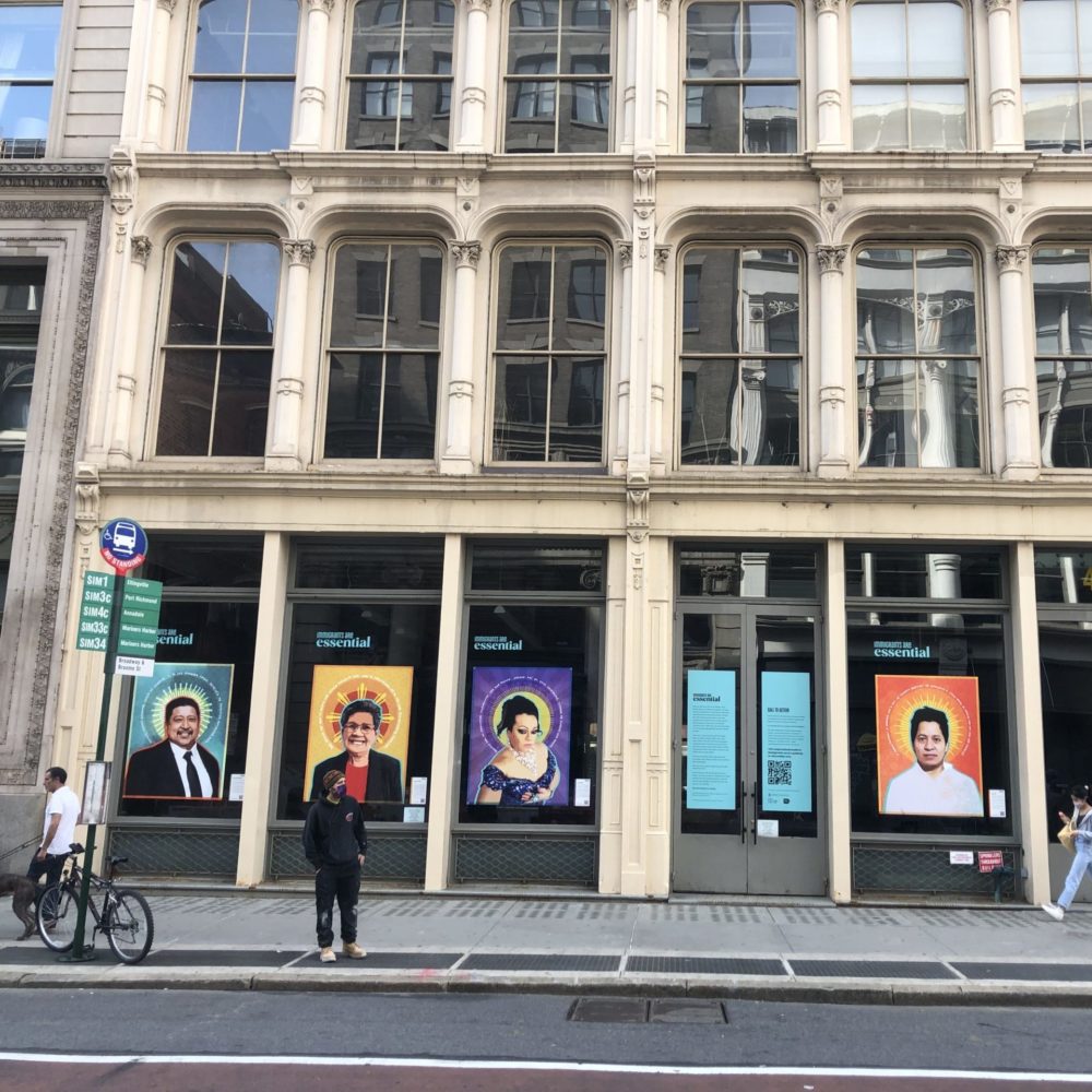 Immigrants are Essential installation at 477 Broadway