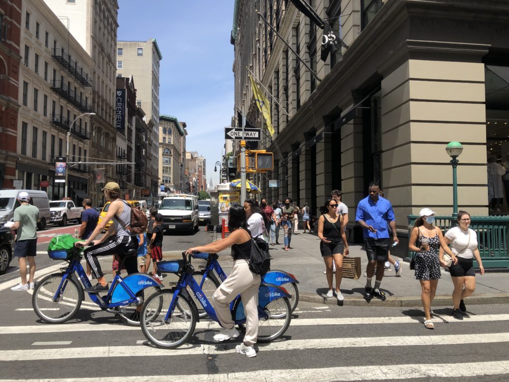 Cyclists and Pedestrians at Prince and Broadway