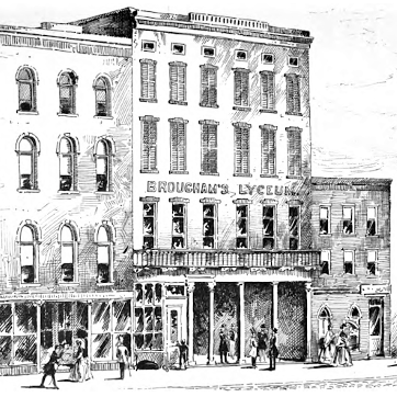 Illustration of Brougham's Lyceum Theatre on 485 Broadway