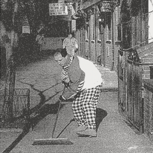 Anthony Iannacone sweeping SoHo in 1992