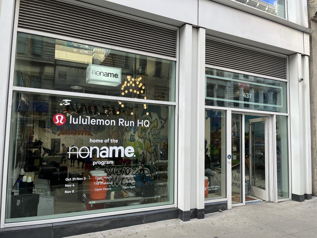 Noname by Lululemon storefront at 437 Broadway