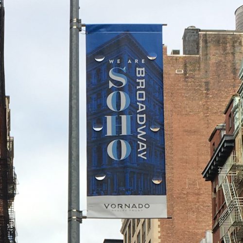 We Are SoHo Broadway Banner with Vornado Sponsorship Logo
