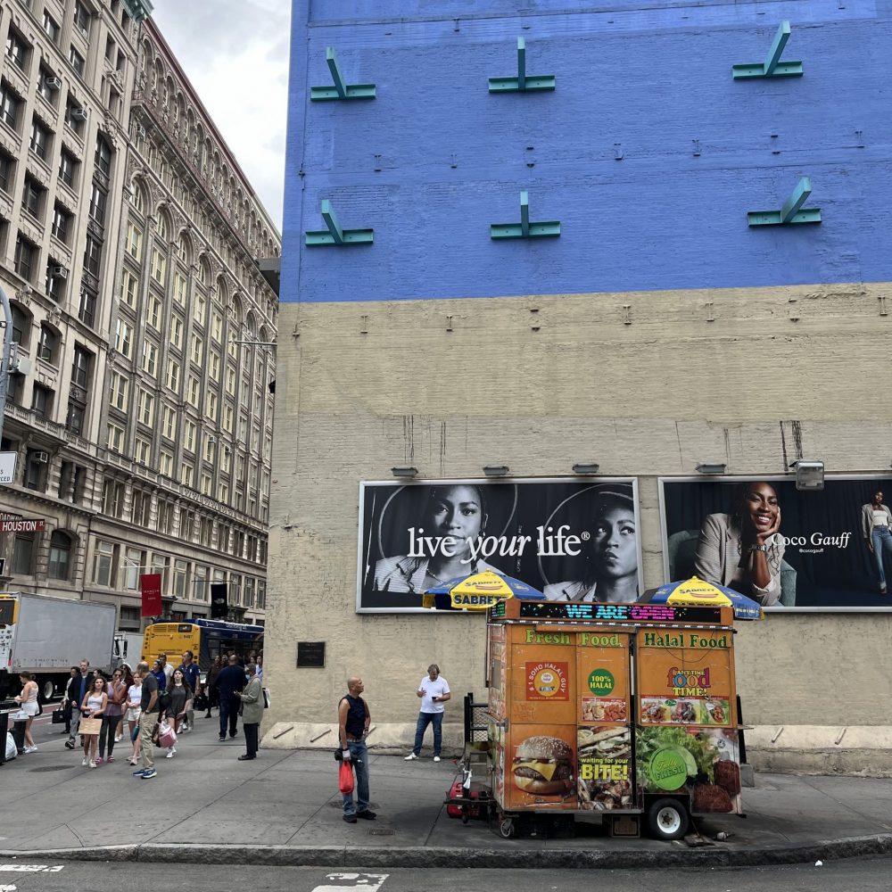 vending cart on Houston at Broadway