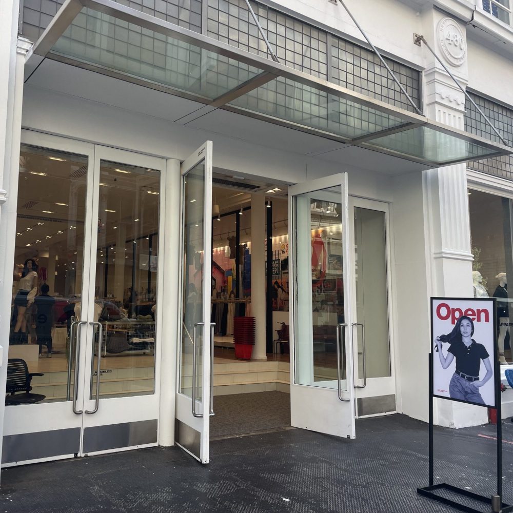 Los Angeles Apparel in a white building with open doors