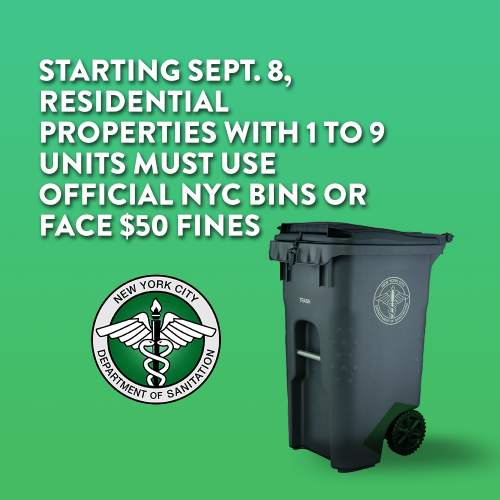 Residential Properties with 1 to 9 Units Must Use Official NYC Bins or Face $50 Fines